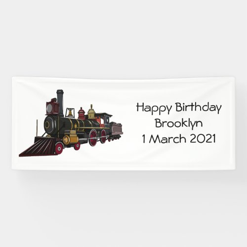 Steam locomotive cartoon illustration  banner