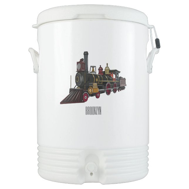 Steam locomotive cartoon illustration beverage cooler (Front)