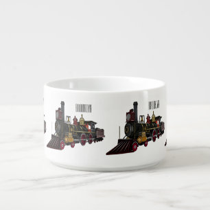 Steam locomotive cartoon illustration bowl