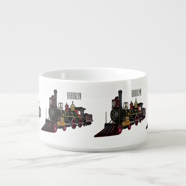 Steam locomotive cartoon illustration  bowl (Center)
