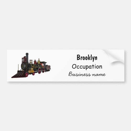 Steam locomotive cartoon illustration  bumper sticker