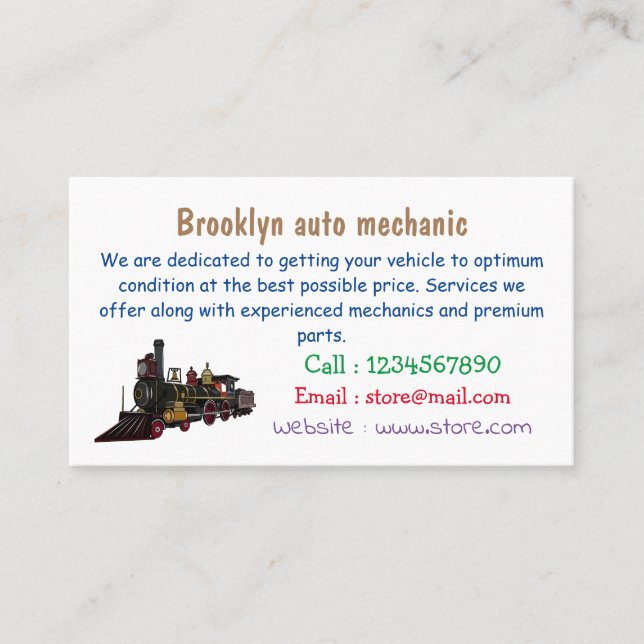 Steam locomotive cartoon illustration  business card (Front)