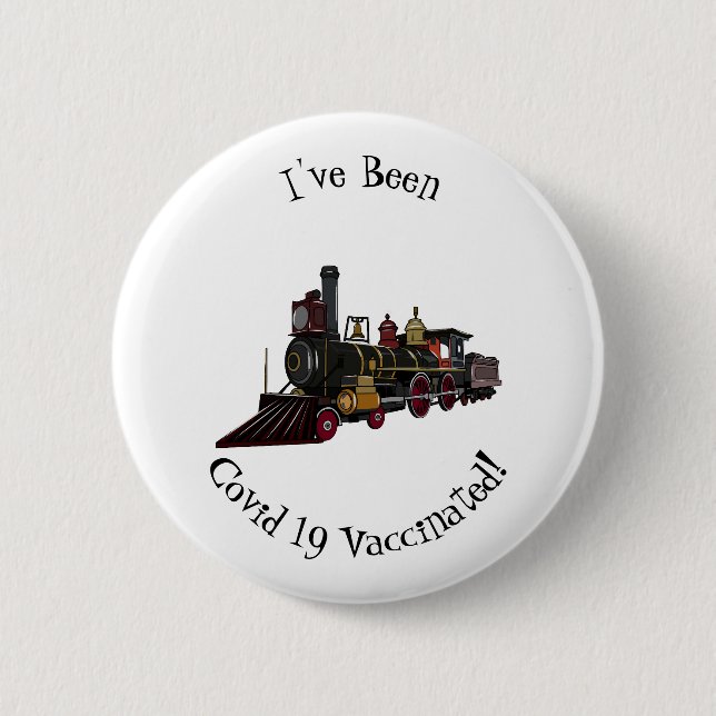 Steam locomotive cartoon illustration button (Front)