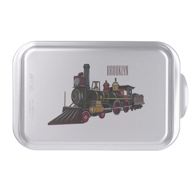 Steam locomotive cartoon illustration  cake pan (Front)