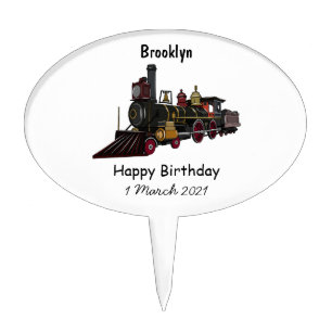 Steam locomotive cartoon illustration cake topper