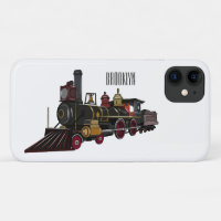 Steam locomotive cartoon illustration