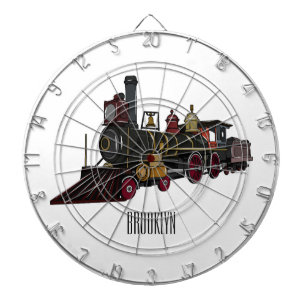 Steam locomotive cartoon illustration dart board