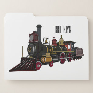 Steam locomotive cartoon illustration file folder