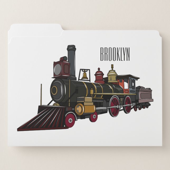 Steam locomotive cartoon illustration  file folder (Front Left)