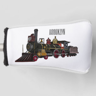 Steam locomotive cartoon illustration golf head cover