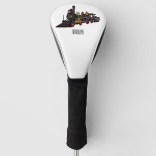 Steam locomotive cartoon illustration golf head cover