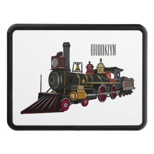 Steam locomotive cartoon illustration hitch cover