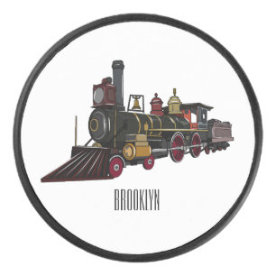Steam locomotive cartoon illustration hockey puck