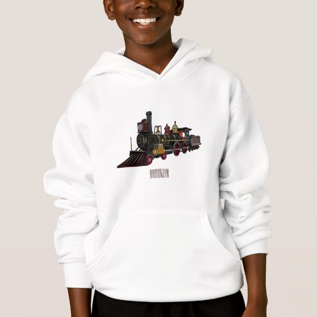 Steam locomotive cartoon illustration  hoodie (Front)