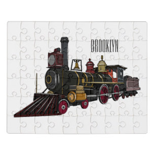 Steam locomotive cartoon illustration jigsaw puzzle