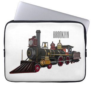 Steam locomotive cartoon illustration laptop sleeve
