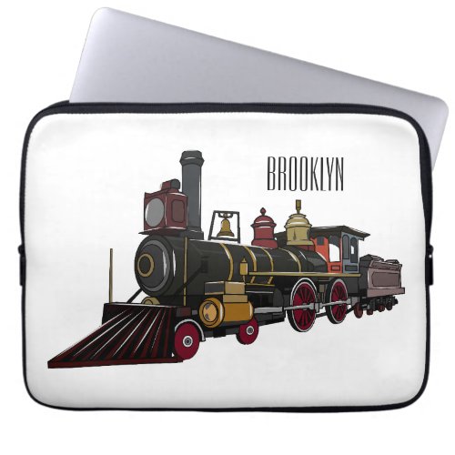 Steam locomotive cartoon illustration  laptop sleeve