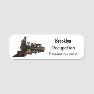 Steam locomotive cartoon illustration name tag