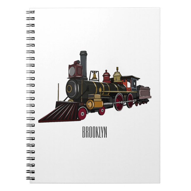 Steam locomotive cartoon illustration  notebook (Front)