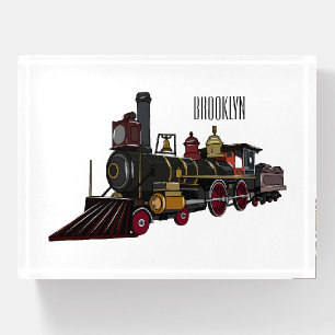 Steam locomotive cartoon illustration paperweight