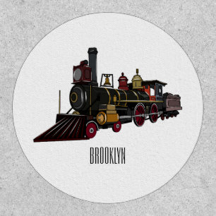 Steam locomotive cartoon illustration patch