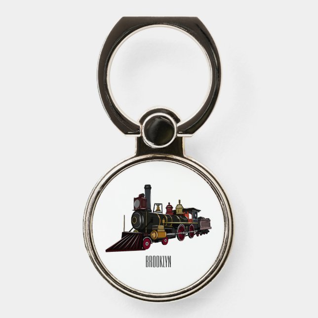 Steam locomotive cartoon illustration  phone ring stand (Front)