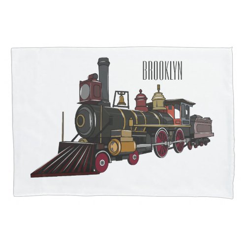Steam locomotive cartoon illustration  pillow case