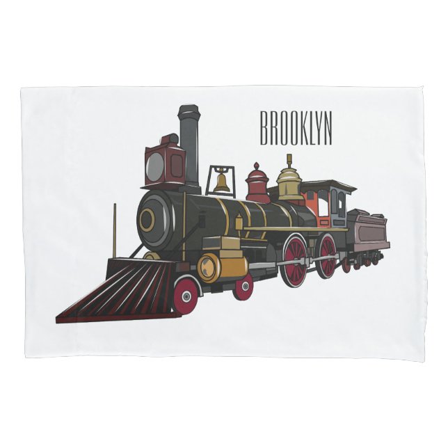 Steam locomotive cartoon illustration  pillow case (Front)