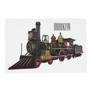 Steam locomotive cartoon illustration  placemat