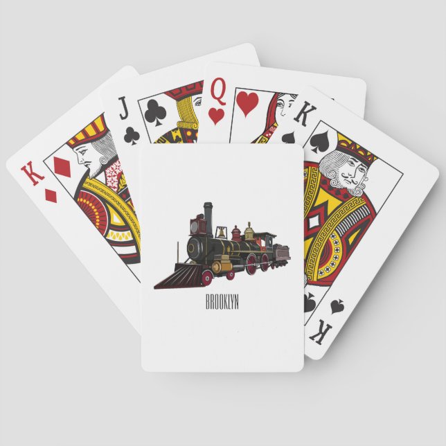 Steam locomotive cartoon illustration  poker cards (Back)