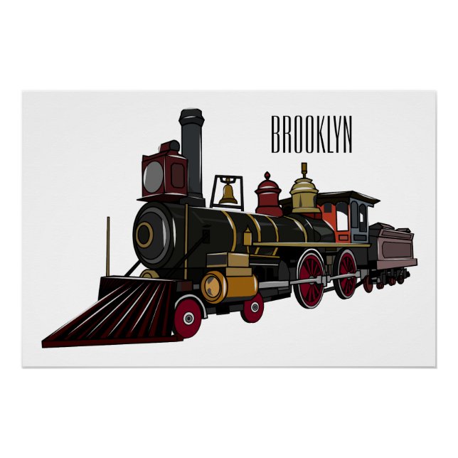 Steam locomotive cartoon illustration  poster (Front)
