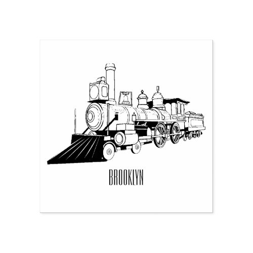 Steam locomotive cartoon illustration rubber stamp