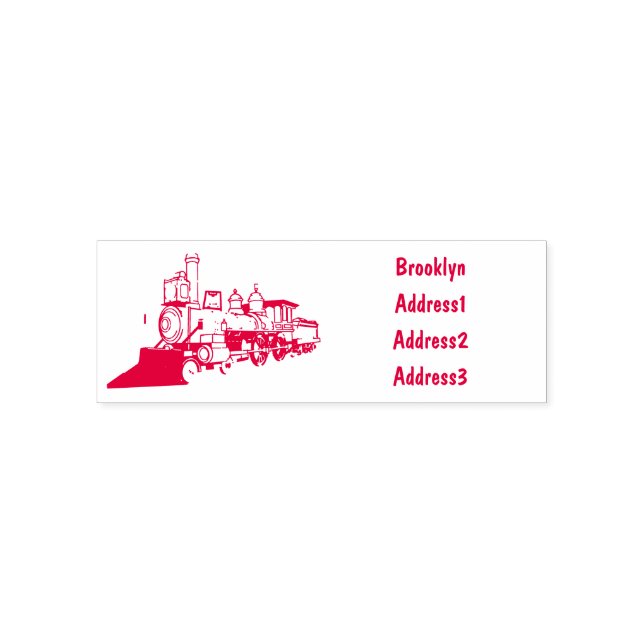 Steam locomotive cartoon illustration self-inking stamp (Design)