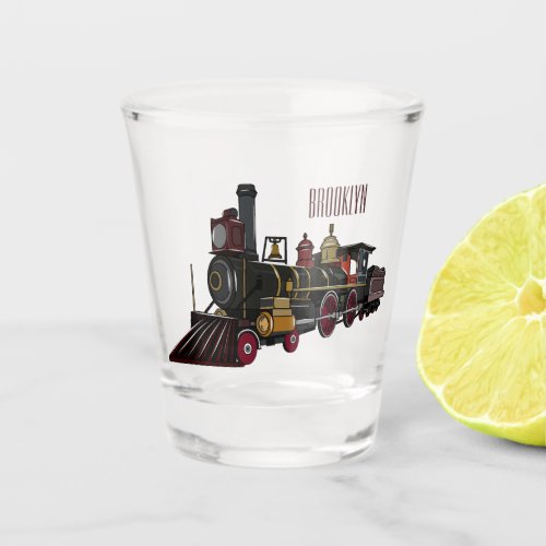 Steam locomotive cartoon illustration  shot glass