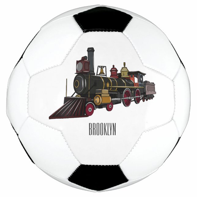 Steam locomotive cartoon illustration  soccer ball (Front)