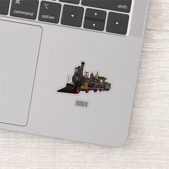 Steam locomotive cartoon illustration sticker (Detail)