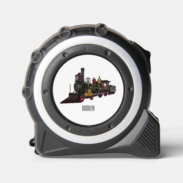 Steam locomotive cartoon illustration  tape measure (Front)