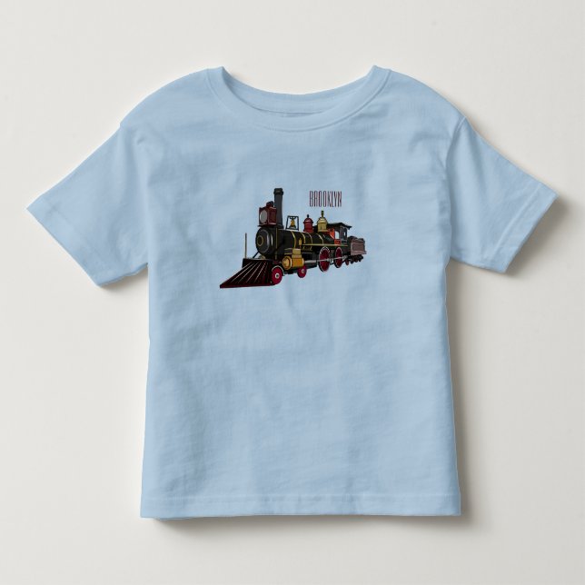 Steam locomotive cartoon illustration  toddler t-shirt (Front)