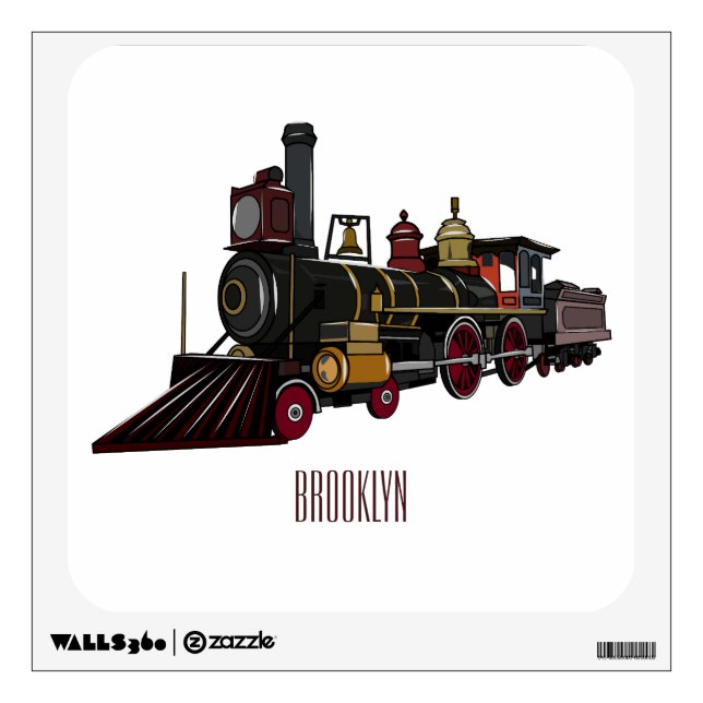 Steam locomotive cartoon illustration  wall decal (Front)