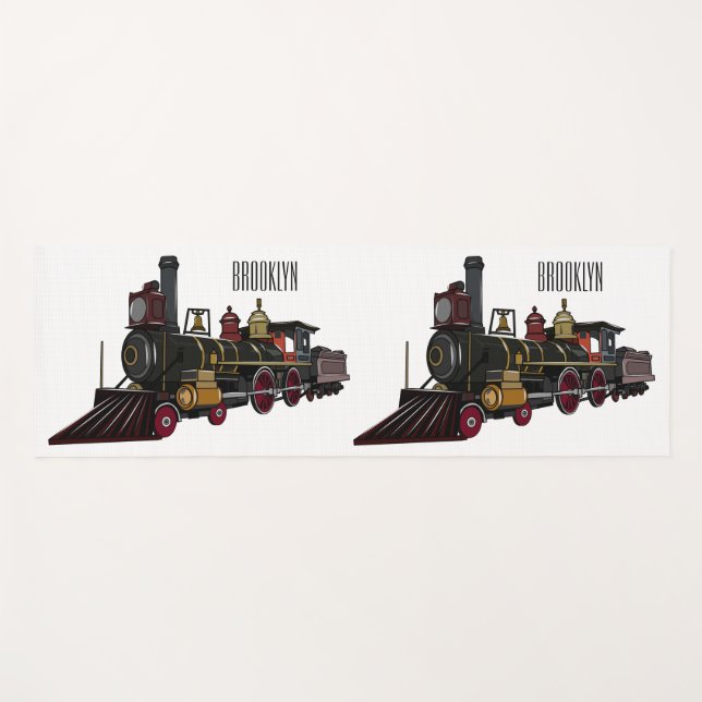 Steam locomotive cartoon illustration  yoga mat (Front (Horizontal))