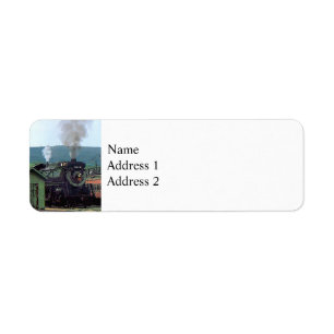 Steam Locomotive Coming into Train Yard Label