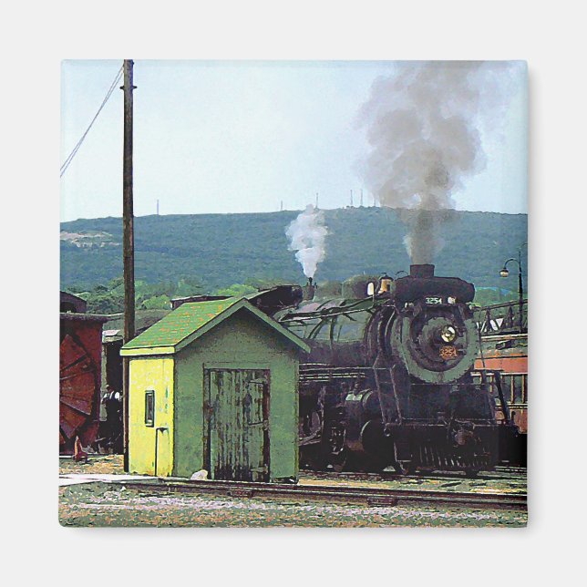 Steam Locomotive Coming into Train Yard Magnet (Front)