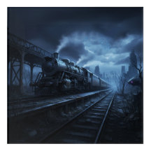 Steam Locomotive On A Dark Stormy Night