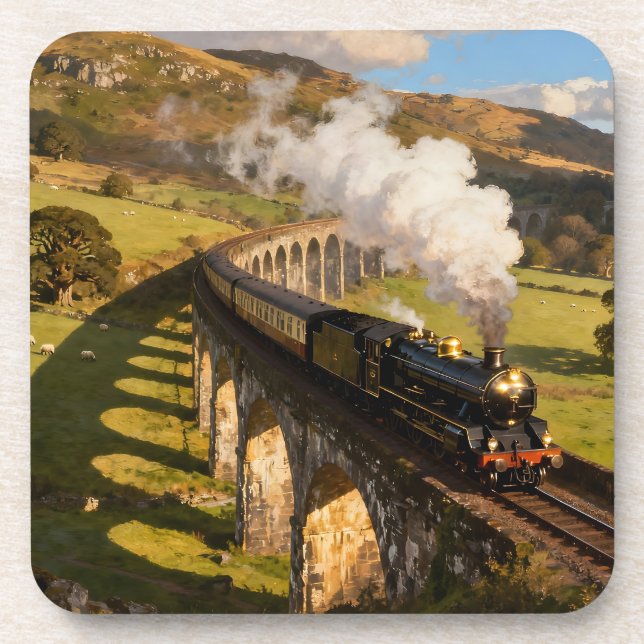 Steam Locomotive on Viaduct Beverage Coaster (Front)