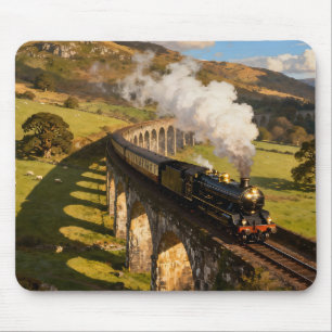 Steam Locomotive on Viaduct Mouse Pad