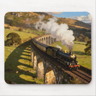 Steam Locomotive on Viaduct Mouse Pad