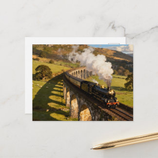 Steam Locomotive on Viaduct Postcard
