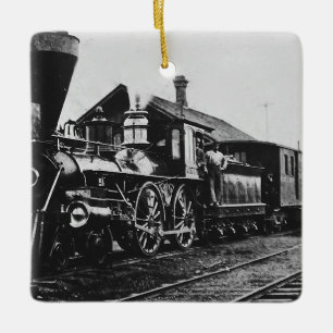 Steam Locomotive Railroad Ceramic Ornament