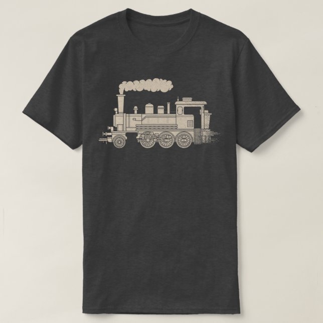 Steam Locomotive Retro Railroad Train Lover T-Shirt (Design Front)