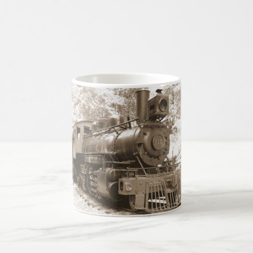 steam locomotive sepia mug